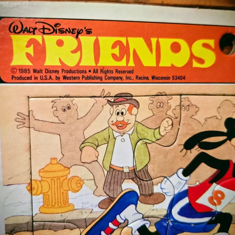 Vintage Mickey Mouse Frame Tray Puzzle Golden Disney Games Race 1985